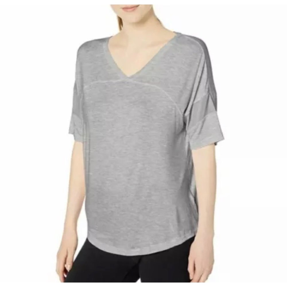 Marc New York Performance Tee,  Short Sleeve, V-Neck, Gray Heather, Size Large